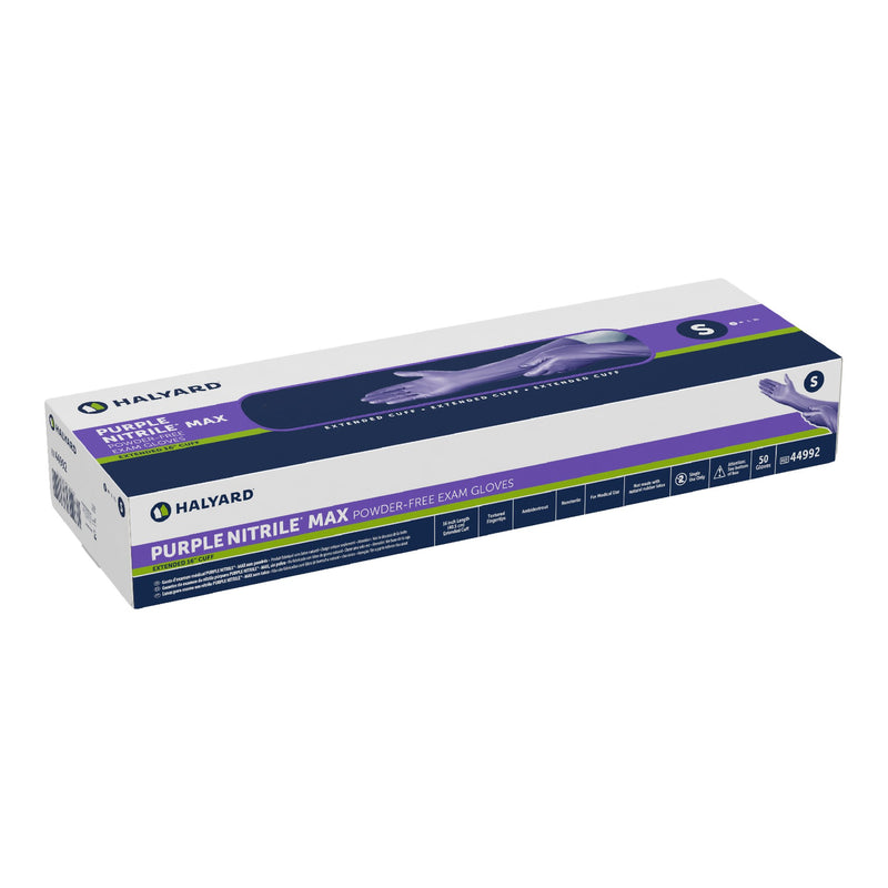 Purple Nitrile Max™ Nitrile Extended Cuff Length Exam Glove, Small, 1 Box of 50 () - Img 2