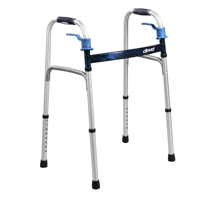 drive™ Deluxe Aluminum Dual Release Folding Walker, 32 – 39 Inch Height, 1 Case of 4 (Mobility) - Img 1