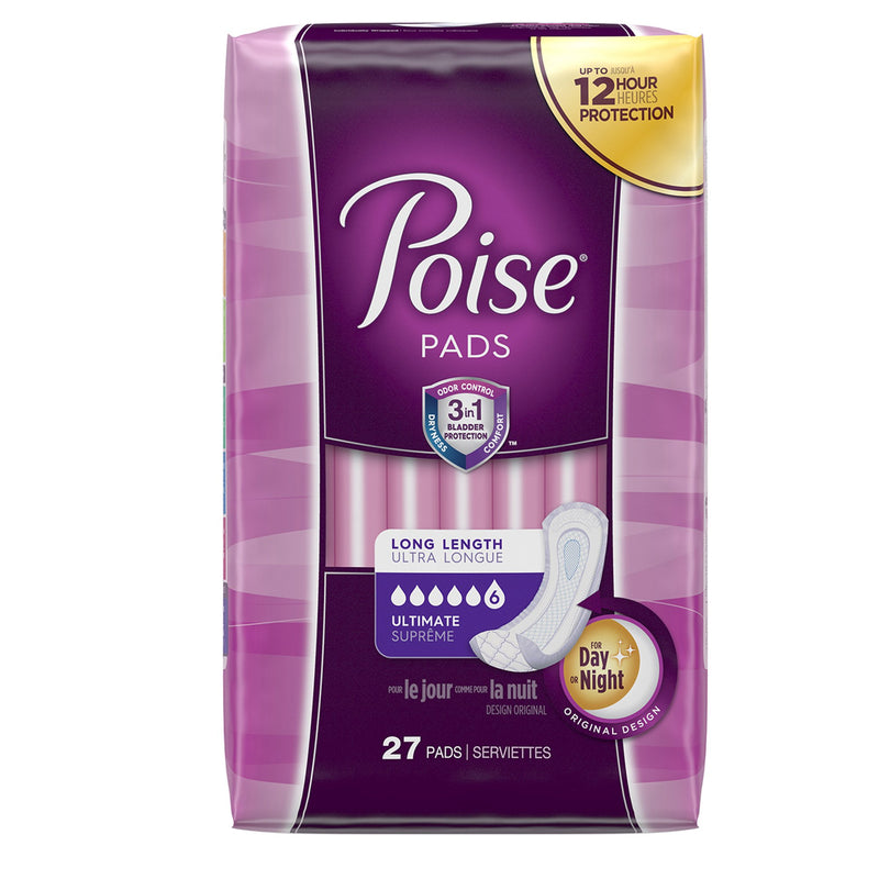 Poise Bladder Control Female Disposable Pads, Heavy Absorbency, Absorb-Loc Core, One Size Fits, 15.9 Inch, 1 Case of 108 () - Img 1