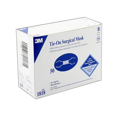 3M Surgical Mask, Latex-Free, Tie Closure, Pleated, White, 1 Case of 600 (Masks) - Img 4