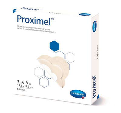 Proximel™ Silicone Adhesive with Border Silicone Foam Dressing, 6-4/5 x 7 Inch, 1 Box of 5 (Advanced Wound Care) - Img 1