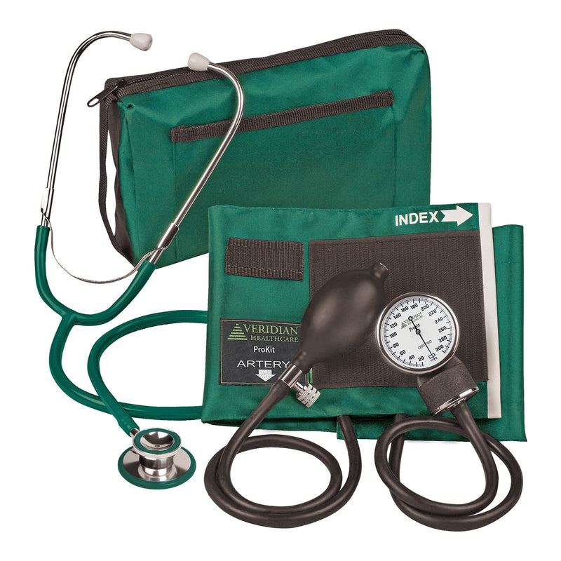 Combo ProKit™ Aneroid Sphygmomanometer Unit with Stethoscope, Green, 1 Case of 20 (Blood Pressure) - Img 1