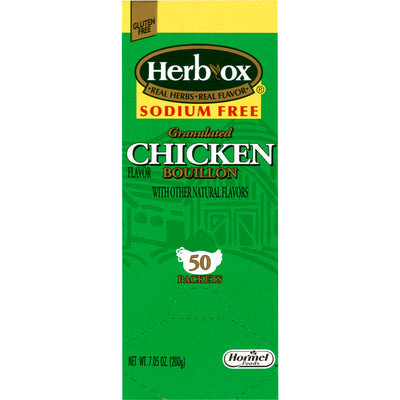 Herb-Ox® Chicken Bouillon Sodium Free Instant Broth, 1 Box of 50 (Nutritionals) - Img 1