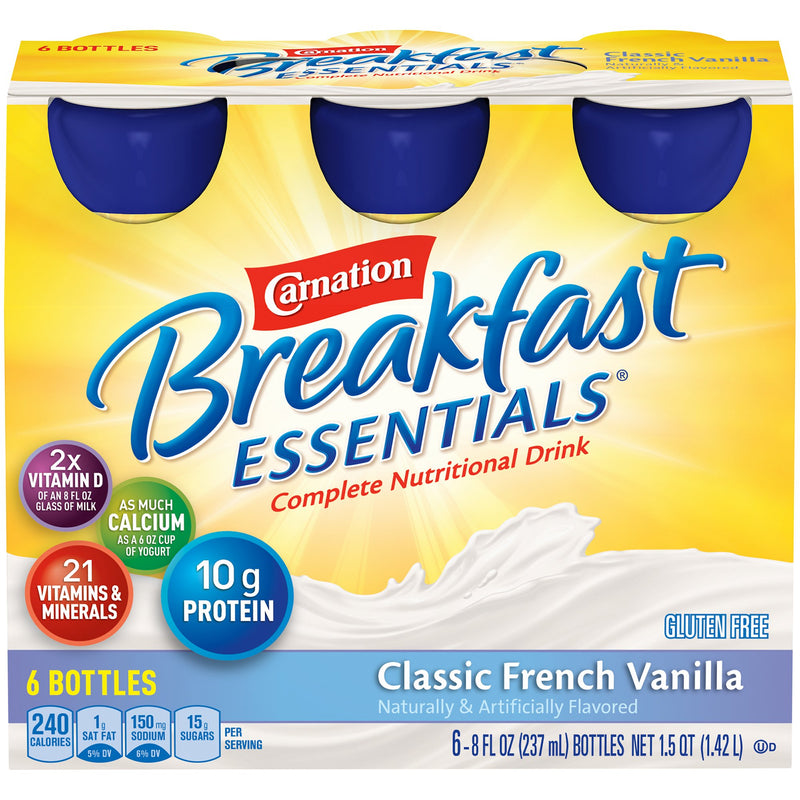 Carnation Breakfast Essentials® Vanilla Oral Supplement, 8 oz. Bottle, 1 Pack of 6 (Nutritionals) - Img 1