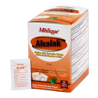 Alcalak Calcium Carbonate Antacid, 1 Box of 200 (Over the Counter) - Img 1