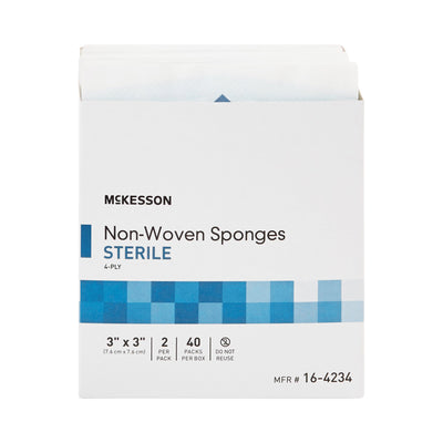 McKesson Sterile Nonwoven Sponge, 3 x 3 Inch, 1 Box of 40 (General Wound Care) - Img 2