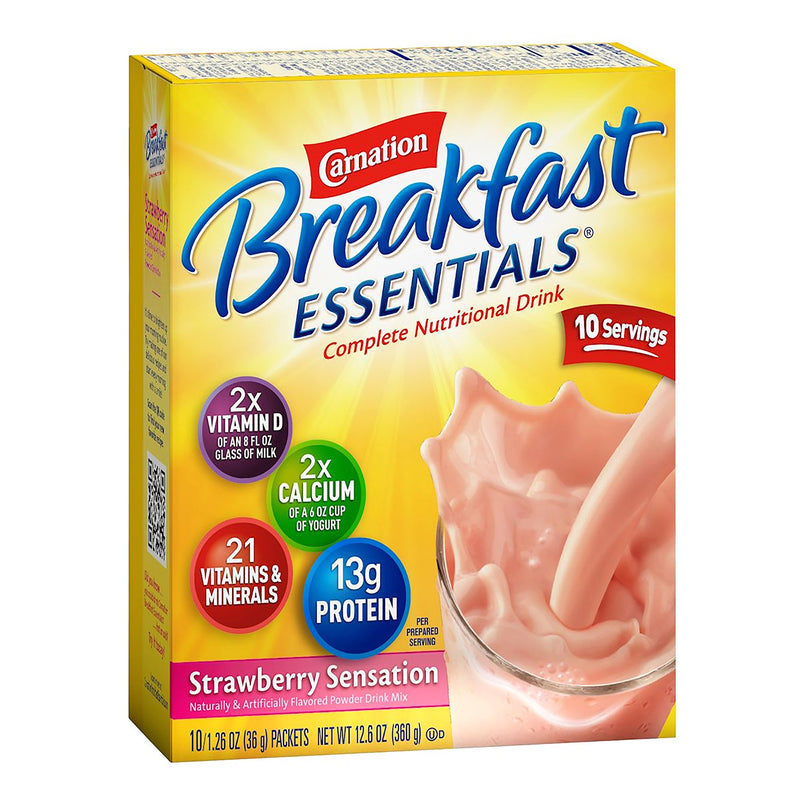 Carnation Breakfast Essentials® Strawberry Oral Supplement, 1.26 oz. Packet, 1 Box of 10 (Nutritionals) - Img 1