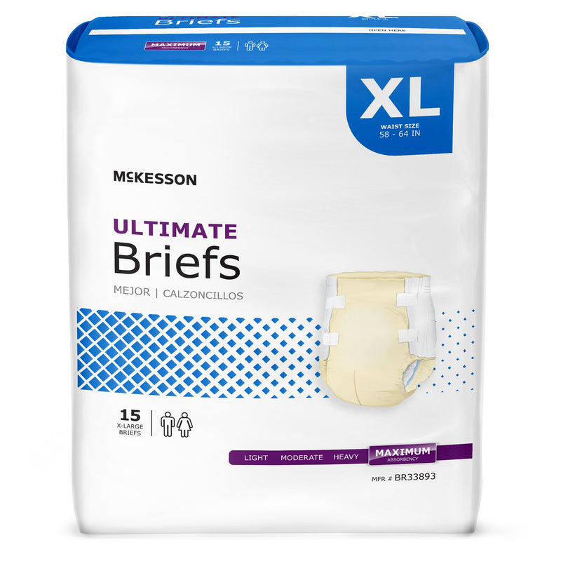 McKesson Ultimate Maximum Absorbency Incontinence Brief, Extra Large, 1 Bag of 15 () - Img 4