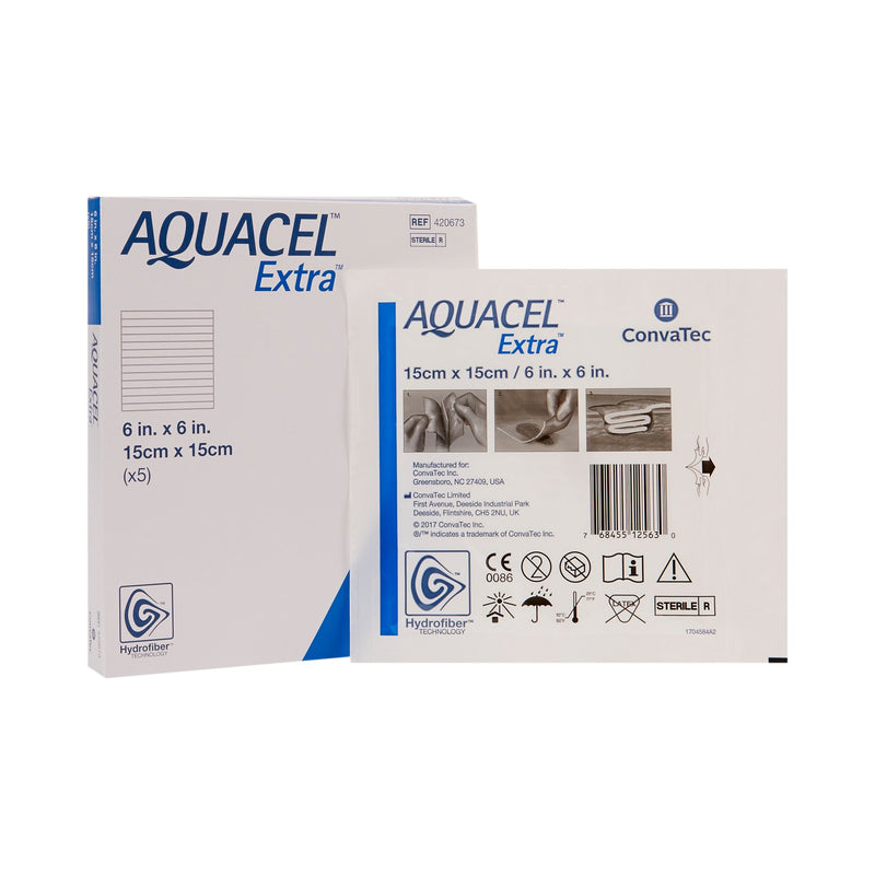 Aquacel® Extra™ Hydrofiber Dressing, 6 x 6 Inch, 1 Box of 5 (Advanced Wound Care) - Img 1