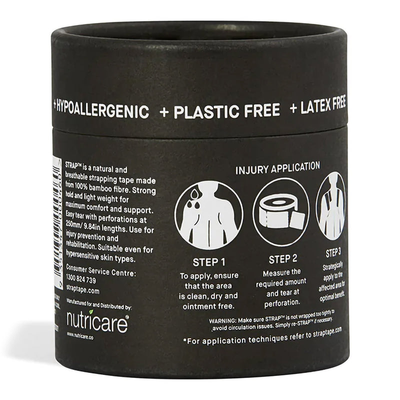 Strap™ Bamboo Fiber Athletic Tape, 1.97 Inch x 5-1/2 Yard, Black, 1 Tube (General Wound Care) - Img 2