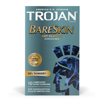 Trojan® BareSkin Lubricated Latex Condom, 1 Box of 10 (Over the Counter) - Img 1