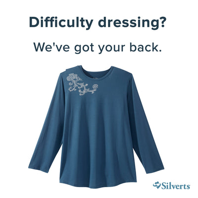 Silverts® Open Back Adaptive Shirt, Large, Navy Blue, 1 Each (Shirts and Scrubs) - Img 6