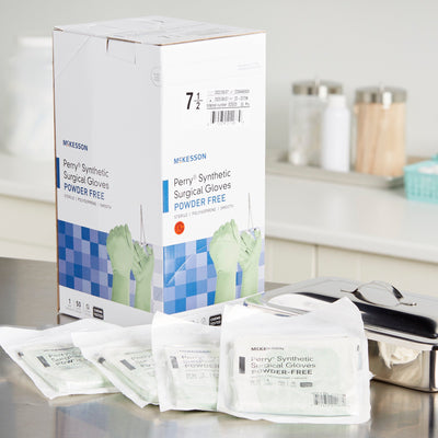 McKesson Perry® Performance Plus Polyisoprene Surgical Glove, Size 7.5, Green, 1 Box of 50 () - Img 9