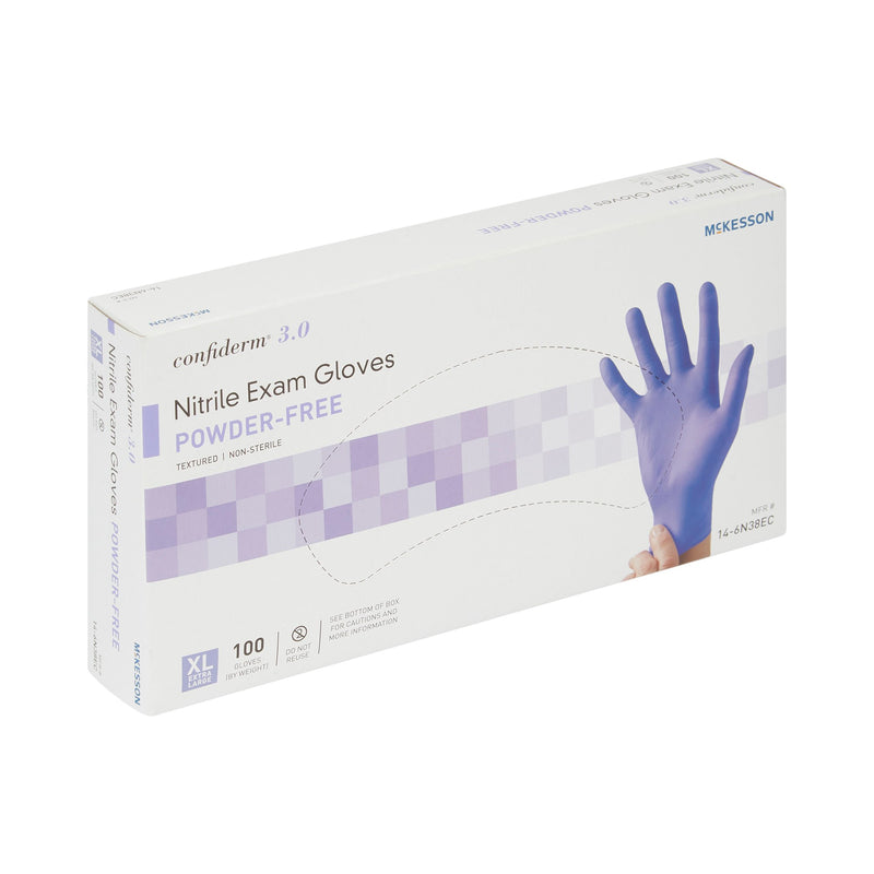 McKesson Confiderm® 3.0 Nitrile Exam Glove, Extra Large, Blue, 1 Box of 100 () - Img 2