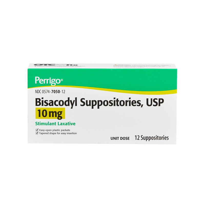 Perrigo® Bisacodyl Suppository Laxative, 1 Box of 12 (Over the Counter) - Img 2