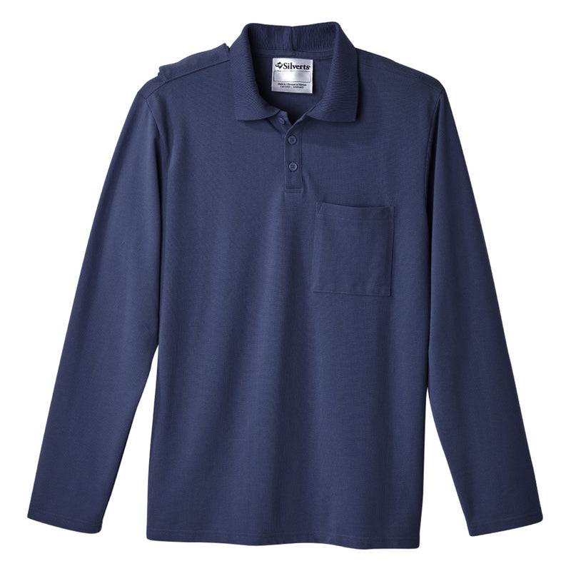 SHIRT, POLO MENS JERSEY LNG SLV OPEN BACK DRK NAVY XLG (Shirts and Scrubs) - Img 1