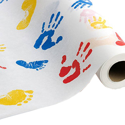 Tiny Tracks™ Crepe Table Paper, 21 Inch x 125 Foot, White with Multicolor Print, 1 Case of 12 (Table Paper) - Img 1