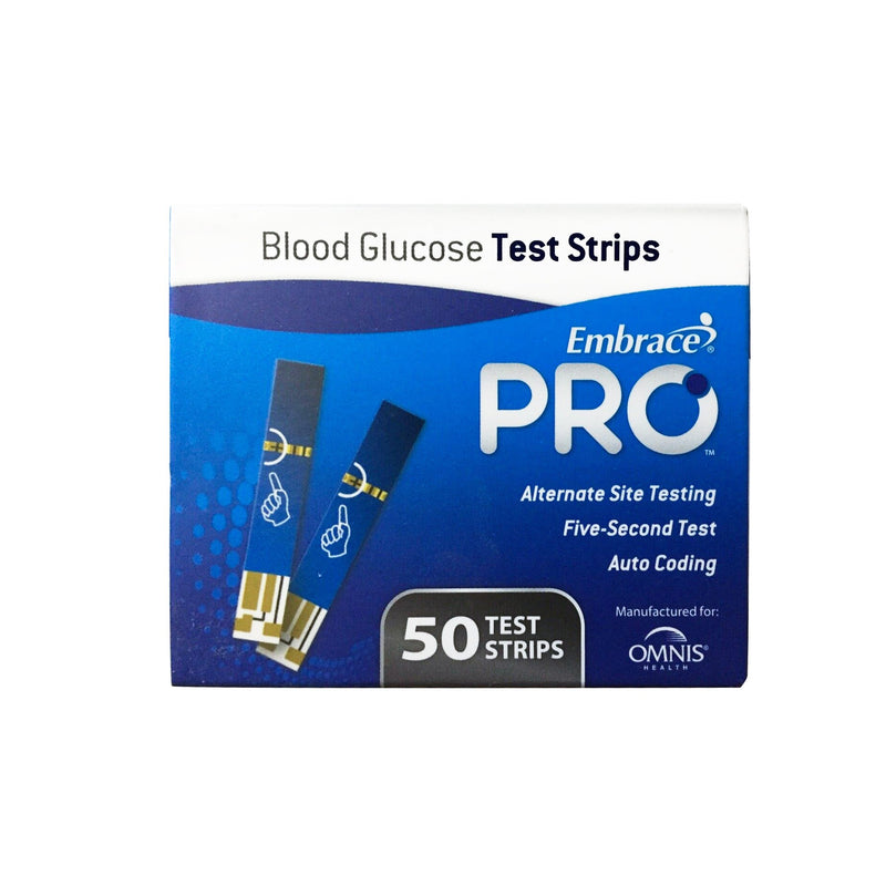 Embrace® Blood Glucose Test Strips, 1 Box of 50 (Diabetes Monitoring) - Img 1