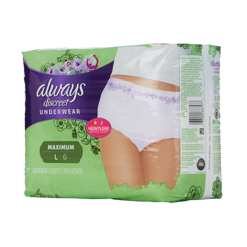 Always® Discreet Maximum Absorbent Underwear, Large, 1 Case of 51 () - Img 1