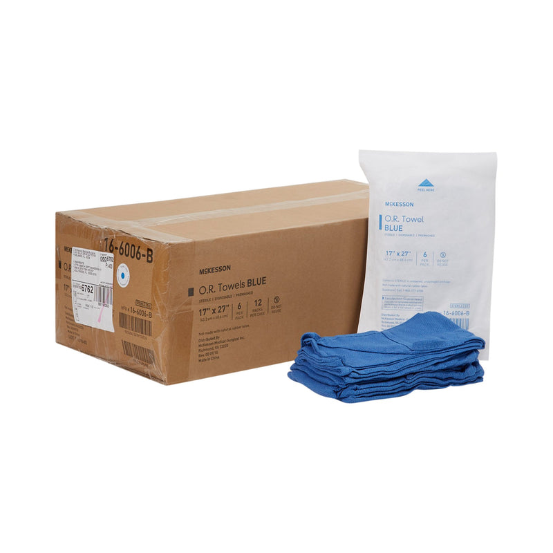 McKesson Blue Sterile O.R. Towel, 17 x 27 Inch, 1 Case of 12 (Procedure Towels) - Img 2