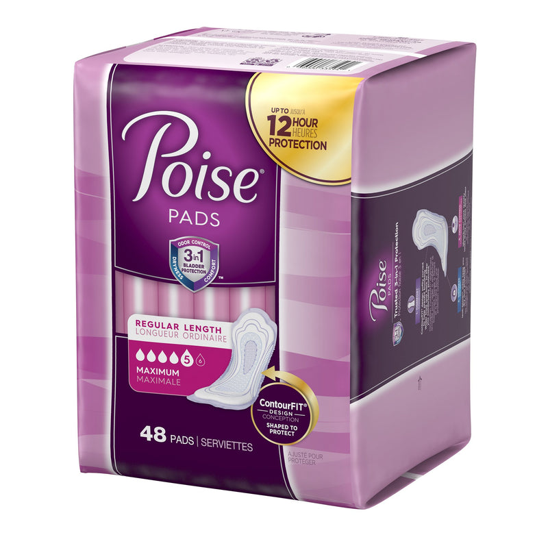 Poise® Maximum Bladder Control Pad, 12.9 Inch Length, 1 Pack of 48 () - Img 3