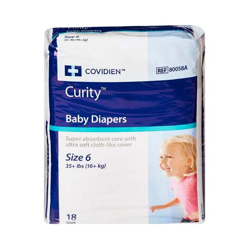 Curity Unisex Baby Diapers, Heavy Absorbency, Disposable, Size 6, 35+ lbs, 1 Case of 144 () - Img 2