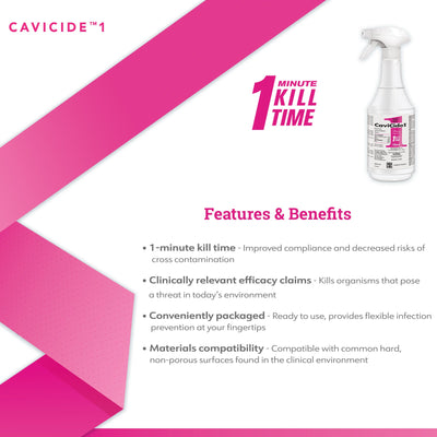 CaviCide1™ Surface Disinfectant Cleaner, 24 oz. Trigger Spray Bottle, 1 Case of 12 (Cleaners and Disinfectants) - Img 4