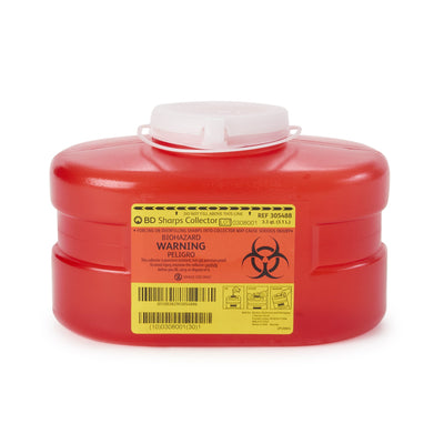 Becton Dickinson Red Sharps Container, 3-1/3 Quart, 5-3/10x 9-1/10 x 5 Inch, 1 Each () - Img 1