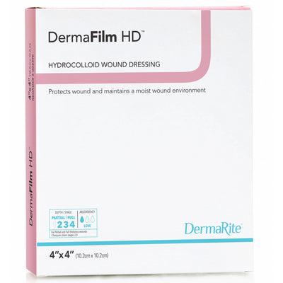 DermaFilm® Hydrocolloid Dressing, 4 x 4 Inch, 1 Box of 10 (Advanced Wound Care) - Img 1