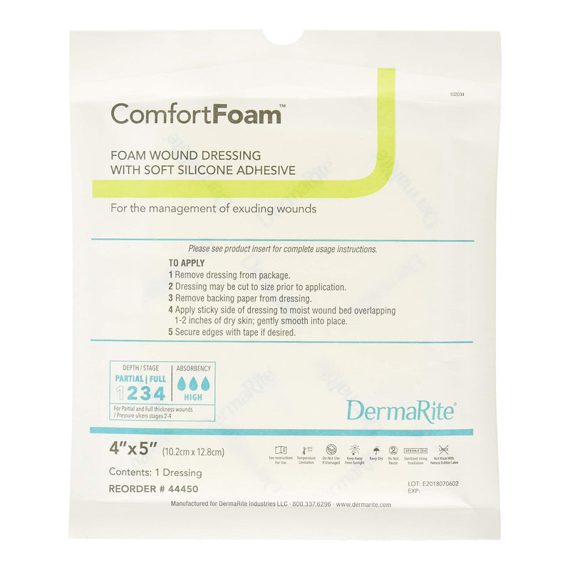 ComfortFoam™ Silicone Adhesive without Border Silicone Foam Dressing, 4 x 5 Inch, 1 Each (Advanced Wound Care) - Img 1