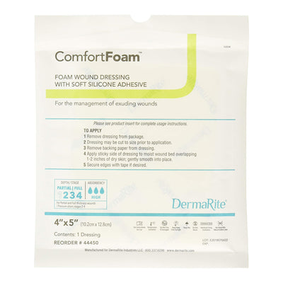 ComfortFoam™ Silicone Adhesive without Border Silicone Foam Dressing, 4 x 5 Inch, 1 Box of 10 (Advanced Wound Care) - Img 1