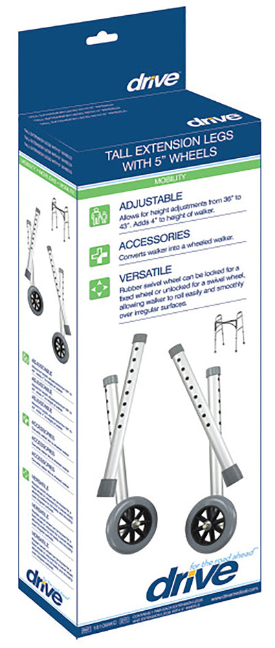 drive™ Tall Extension Legs with Wheel, 1 Box (Ambulatory Accessories) - Img 3