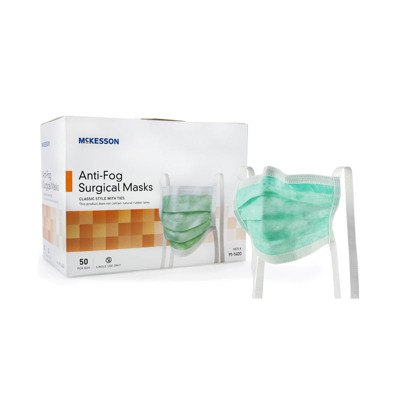 McKesson Classic Style Anti-Fog Surgical Mask, Green, 1 Box of 50 (Masks) - Img 3