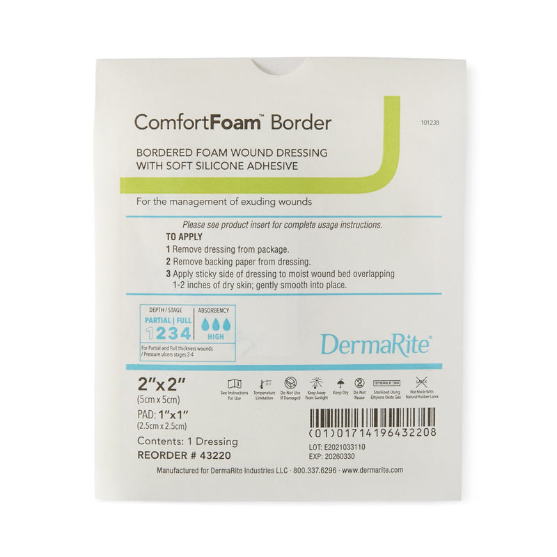 ComfortFoam™ Border Silicone Adhesive with Border Silicone Foam Dressing, 2 x 2 Inch, 1 Each (Advanced Wound Care) - Img 1