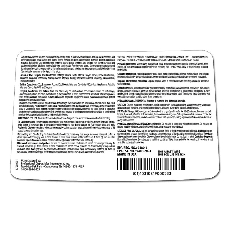 Sani-Cloth® Plus Germicidal Wipe Disinfectant Cleaner, Non-Sterile Canister, 6 x 6¾ Inch, 1 Box of 160 (Cleaners and Disinfectants) - Img 3