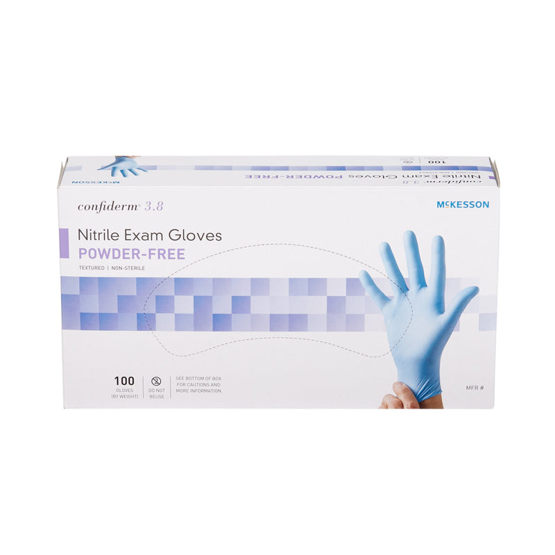 McKesson Confiderm® 3.8 Nitrile Exam Glove, Large, Blue, 1 Box of 100 () - Img 3