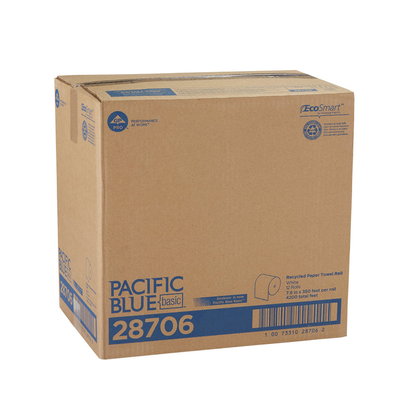 Pacific Blue Basic™ White Paper Towel, 7-7/8 Inch x 350 Foot, 12 Rolls per Case, 1 Case of 12 (Paper Towels) - Img 6