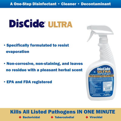 DisCide® Ultra Quaternary Based Surface Disinfectant Cleaner 1 qt., 1 Each (Cleaners and Disinfectants) - Img 4