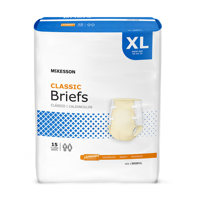 McKesson Classic Light Absorbency Incontinence Brief, Extra Large, 1 Bag of 15 () - Img 1