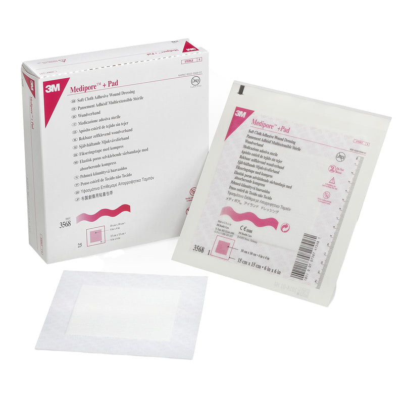 3M™ Medipore™ Adhesive Dressing, 6 x 6 Inch, 1 Case of 100 (General Wound Care) - Img 1