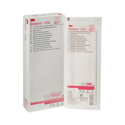 3M™ Medipore™ + Pad Soft Cloth Adhesive Dressing, 3½ x 10 Inch, 1 Box of 25 (General Wound Care) - Img 5