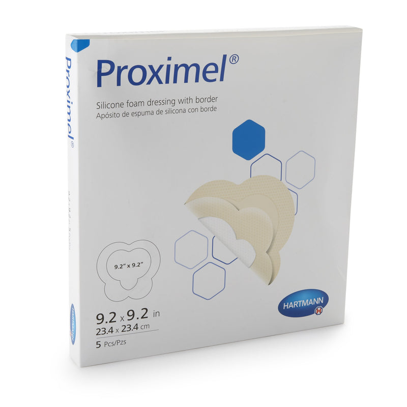 Proximel® Silicone Bordered Dressing, Adhesive Foam with Border, 9-1/5 x 9-1/5 Inch, 1 Box of 5 (Advanced Wound Care) - Img 2