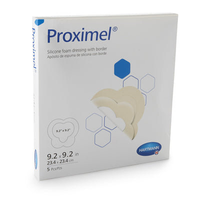 Proximel® Silicone Bordered Dressing, Adhesive Foam with Border, 9-1/5 x 9-1/5 Inch, 1 Each (Advanced Wound Care) - Img 2