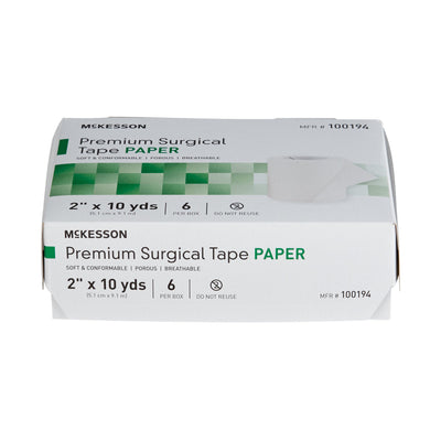 McKesson Paper Medical Tape, 1/2 Inch x 10 Yard, White, 1 Case of 240
