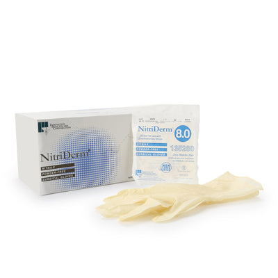 NitriDerm® Nitrile Surgical Glove, Size 8, White, 1 Box of 50 () - Img 1