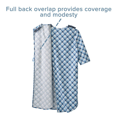 Silverts® Shoulder Snap Patient Exam Gown, Medium, Diagonal Blue Plaid, 1 Each (Gowns) - Img 6