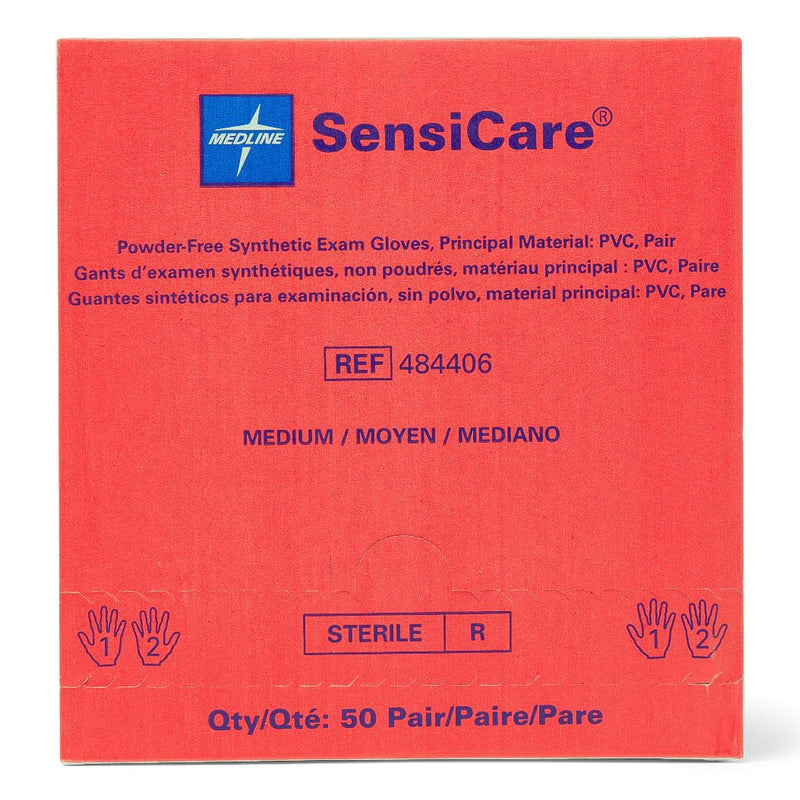 SensiCare® Stretch Vinyl Standard Cuff Length Exam Glove, Medium, Beige, 1 Box of 50 () - Img 2