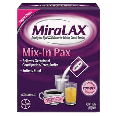 MiraLAX® Polyethylene Glycol 3350 Laxative, 1 Box of 24 (Over the Counter) - Img 2