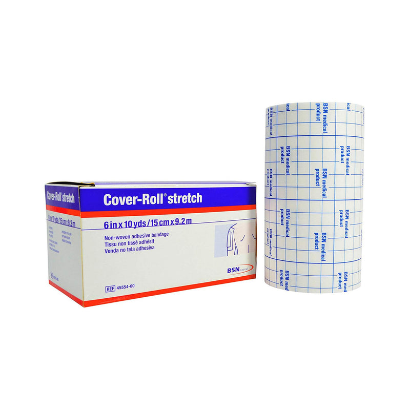 Cover-Roll® Stretch Nonwoven Polyester Dressing Retention Tape, 6 Inch x 10 Yard, White, 1 Box (General Wound Care) - Img 1