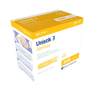 Unistik® 3 Normal Safety Lancet, 1 Box of 50 (Diabetes Monitoring) - Img 1